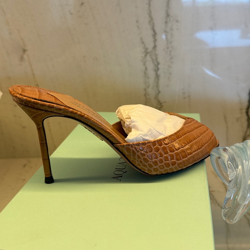 AQUAZZURA Alex Rivière 85 Croc-embossed Leather Mules size 35/5 (photos coming) - Picture 6 of 12